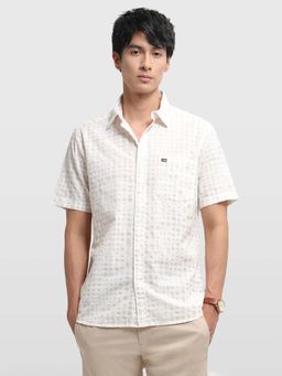 Arrow Sports - Men's Aquarelle Drift Geometric Printed Beige Shirt
