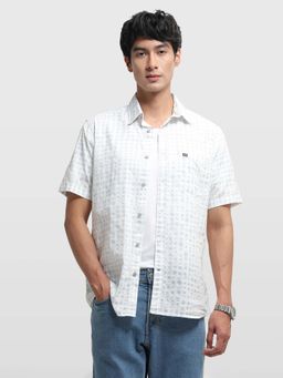 Arrow Sports - Men's Aquarelle Drift Geometric Printed Grey Shirt