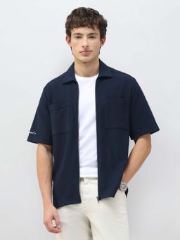 U.S. Polo Assn. Denim Co. - Men's Motel On The Coast Slim Fit Zipper Blue Shirt