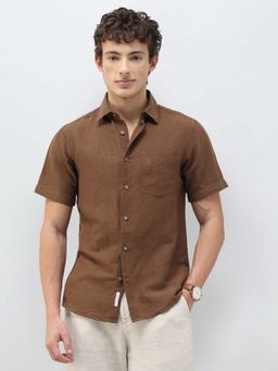 U.S. POLO ASSN. - Men's Solid Regular Fit Brown Shirt