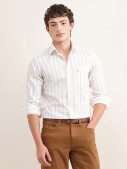 U.S. POLO ASSN. - Men's Sotogrande Vertical Striped Beige Shirt