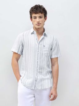 U.S. POLO ASSN. - Men's Vertical Striped Regular Fit Grey Shirt