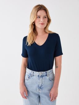 LC WAIKIKI - Navy Blue Solid T-shirt