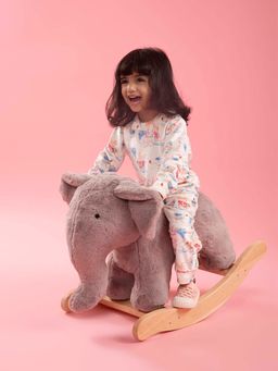 THE BABY TRUNK - Grey Organic Plush Elephant Rocker for Kid (0-10Y)