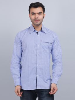 Spring Soul - Blue Cotton Printed Full Sleeves Shirt