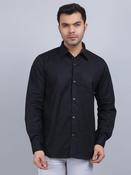 Spring Soul - Black Cotton Solid Full Sleeves Shirt