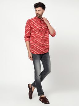Spring Soul - Cotton Printed Full Sleeves Shirt Red