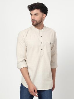 Spring Soul - Cotton Linen Full Sleeves Shirt Beige