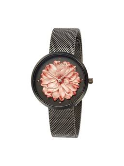 Strand by Obaku - Blossom Smokey Quartz Black Round 3D Dial Womens Watch S700LHUUMU