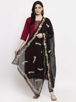 Clora Creation - Black Gota Pati Chiffon Dupatta