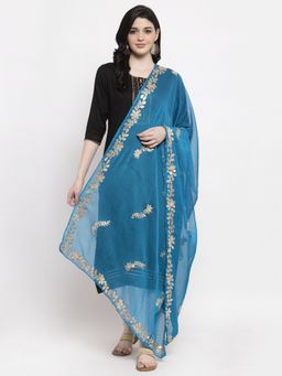 Clora Creation - Turquoise Gota Pati Chiffon Dupatta
