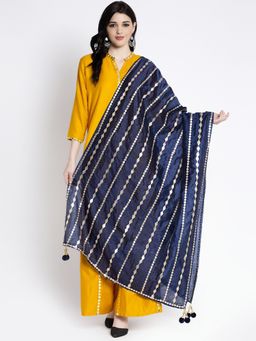 Clora Creation - Navy Blue Gota Pati Silk Blend Dupatta
