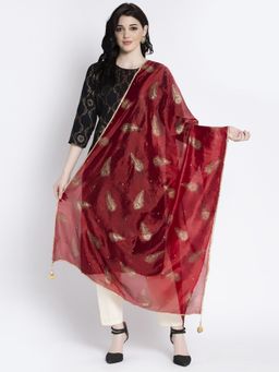 Clora Creation - Red Printed Silk Blend Dupatta