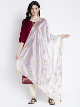 Clora Creation - White Printed Silk Blend Dupatta