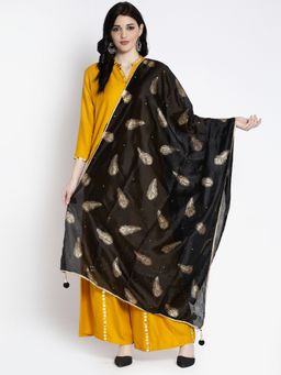 Clora Creation - Black Printed Silk Blend Dupatta
