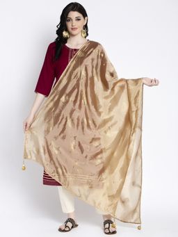 Clora Creation - Fawn Beige Printed Silk Blend Dupatta