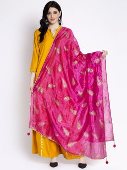 Clora Creation - Pink Printed Silk Blend Dupatta