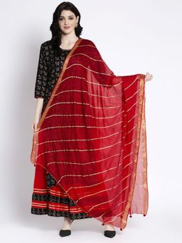 Clora Creation - Red Striped Kota Cotton Dupatta