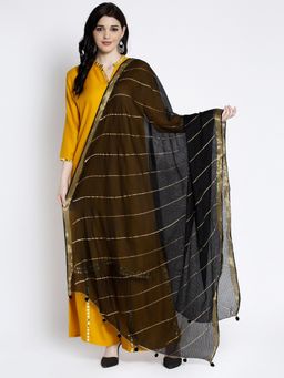 Clora Creation - Black Striped Kota Cotton Dupatta