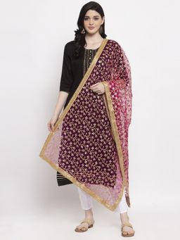 Clora Creation - Pink Embellished Net Dupatta