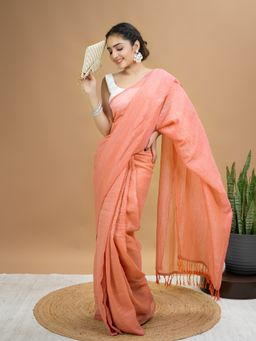 Hella Fashions - Dusty Pink Floral Saree with Unstitched Blouse