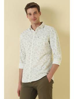Allen Solly - Men White Cotton Collar Neck Shirt