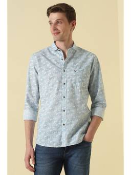 Allen Solly - Men Blue Cotton Collar Neck Shirt