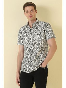 Allen Solly - Men White Cotton Collar Neck Shirt