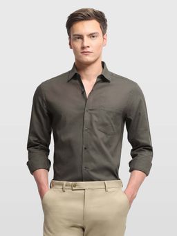 Arrow - Men Green Cotton Collar Neck Shirt
