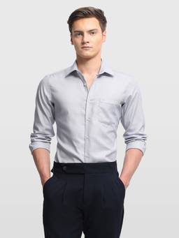 Arrow - Men Grey Cotton Collar Neck Shirt