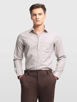 Arrow - Men Beige Cotton Collar Neck Shirt