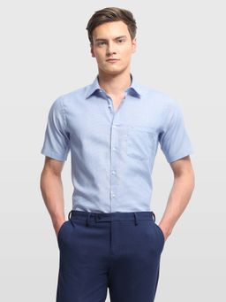 Arrow - Men Blue Cotton Collar Neck Shirt