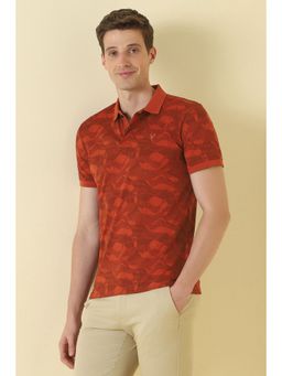Allen Solly - Men Maroon Cotton Collar Neck Polo T-Shirt