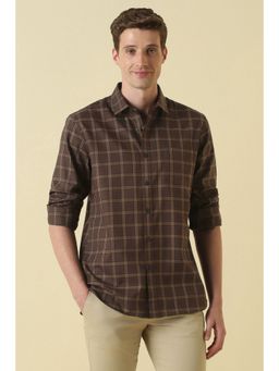 Allen Solly - Men Brown Cotton Collar Neck Shirt