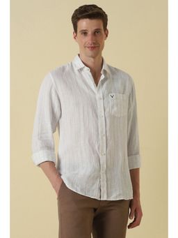 Allen Solly - Men White Linen Collar Neck Shirt