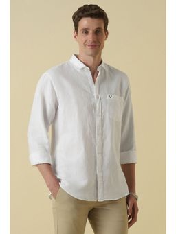Allen Solly - Men White Cotton Linen Collar Neck Shirt