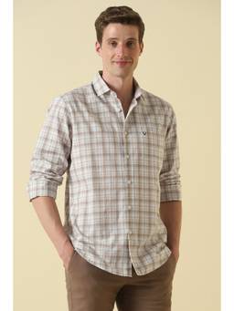 Allen Solly - Men Beige Cotton Collar Neck Shirt