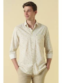 Allen Solly - Men Beige Cotton Collar Neck Shirt