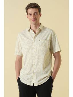 Allen Solly - Men Beige Cotton Collar Neck Shirt