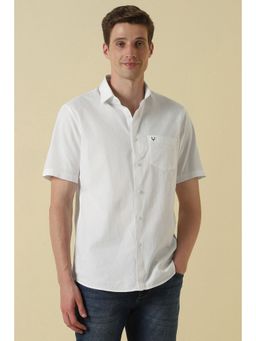 Allen Solly - Men White Cotton Collar Neck Shirt
