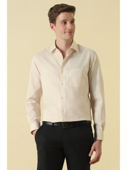 Allen Solly - Men Beige Cotton Collar Neck Shirt