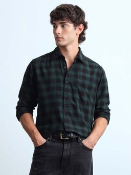 Flying Machine - Men Green Cotton Collar Neck Shirt