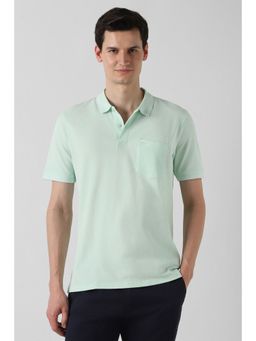 Peter England - Men Green Cotton Collar Neck Polo T-Shirt