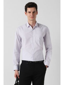 Peter England - Men Purple Cotton Blend Collar Neck Shirt