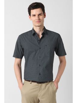 Peter England - Men Black Cotton Collar Neck Shirt