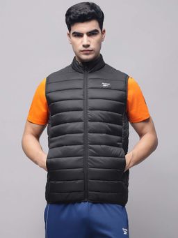 Reebok - Men Black Cotton Blend High Neck Jacket