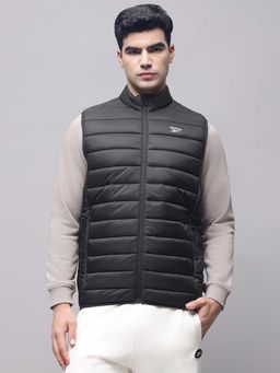 Reebok - Men Black Cotton Blend High Neck Jacket