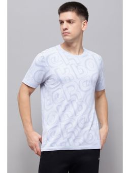 Reebok - Men Blue Cotton Blend Round Neck T-Shirt