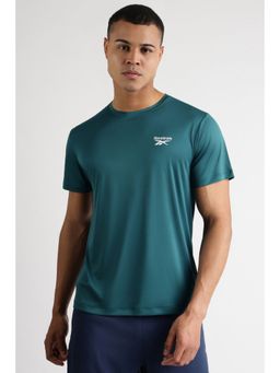Reebok - Men Blue Polyester Blend Round Neck T-Shirt