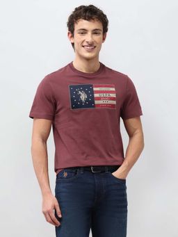 U.S. Polo Assn. Denim Co. - Men Pink Cotton Crew Neck T-Shirt